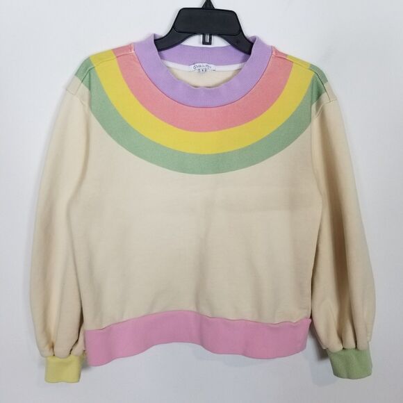 Olivia Rubin Sweaters - Olivia Rubin Women Nettie Rainbow Sweater Sz  S Cream Sweatshirt Pullover
